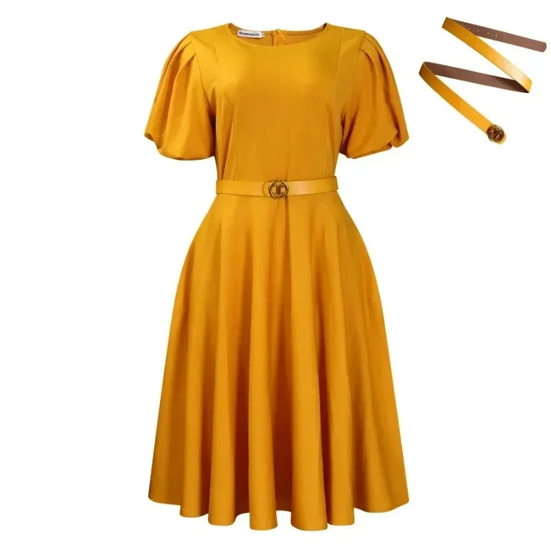 African Clothes for Women Autumn Fashion African Short Sleeve Polyester Party Evening Pleat Midi Dress Outfits Africa Clothing