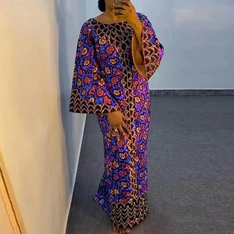 VONDA Bohemian Party Dress Elegant Women Printing Sundress Vintage Flare Long Sleeve Maxi Vestidos Oversized O-Neck Robe Femme