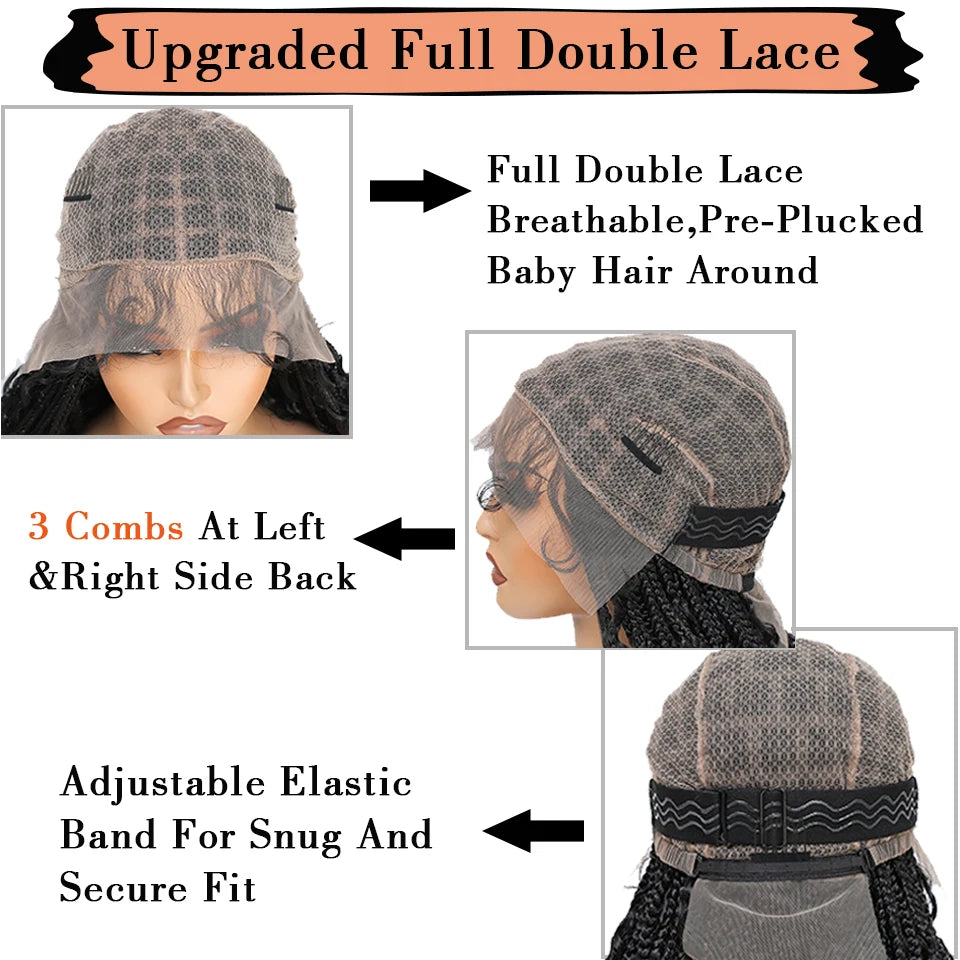 Ombre Boho Knotless Braided Wigs for Black Women 1B T30 Colors Bohemian Box Braids Wigs Perruques Tresses Africaines Naturelles
