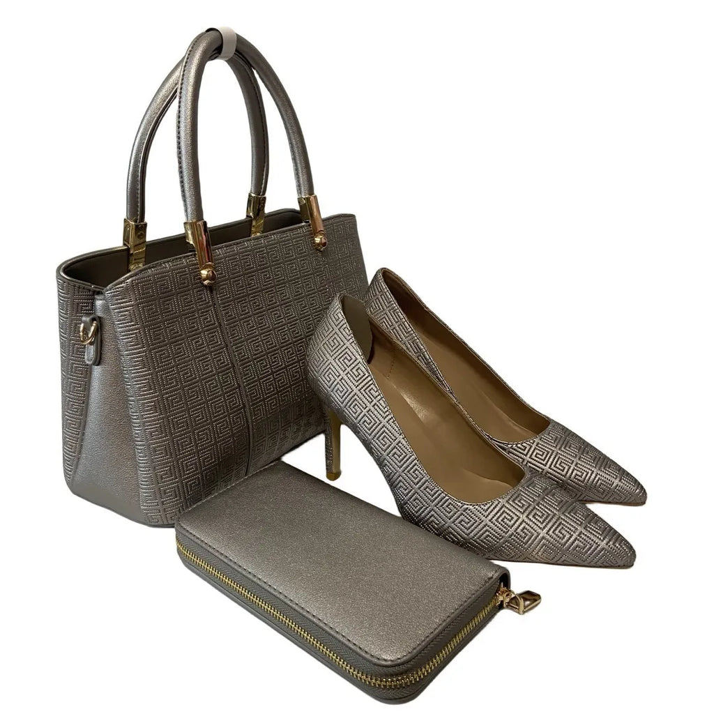 New Hottest High Heels Shoes Popular Pointed Ladies Shoes And Match Bags African Wedding Party Shoes With Bag For Daily Use