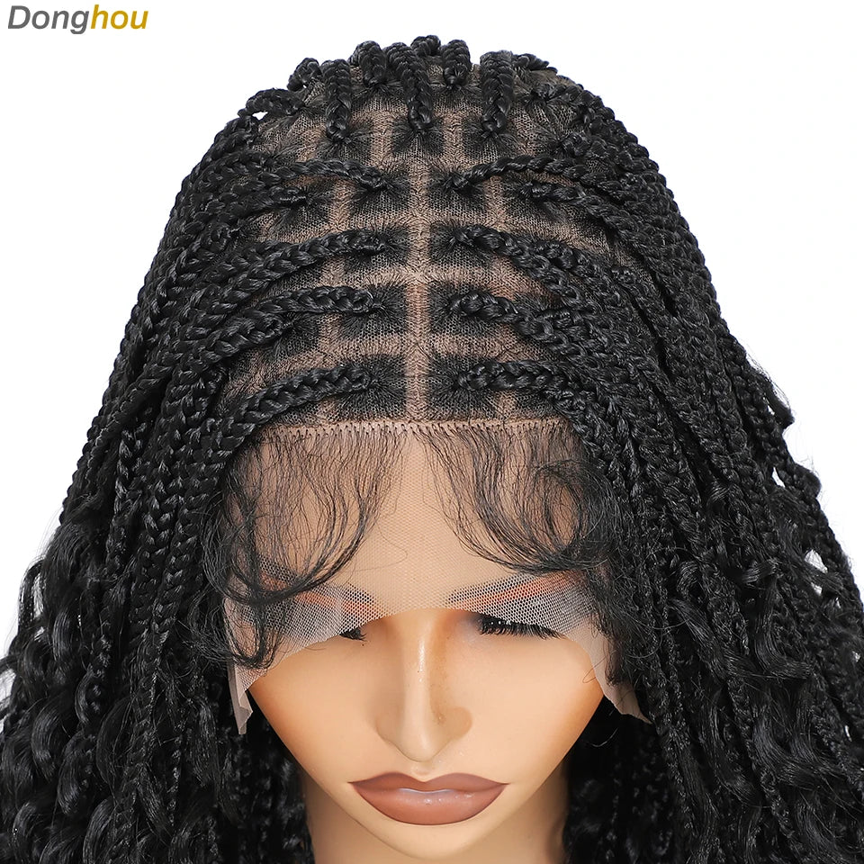 Ombre Boho Knotless Braided Wigs for Black Women 1B T30 Colors Bohemian Box Braids Wigs Perruques Tresses Africaines Naturelles