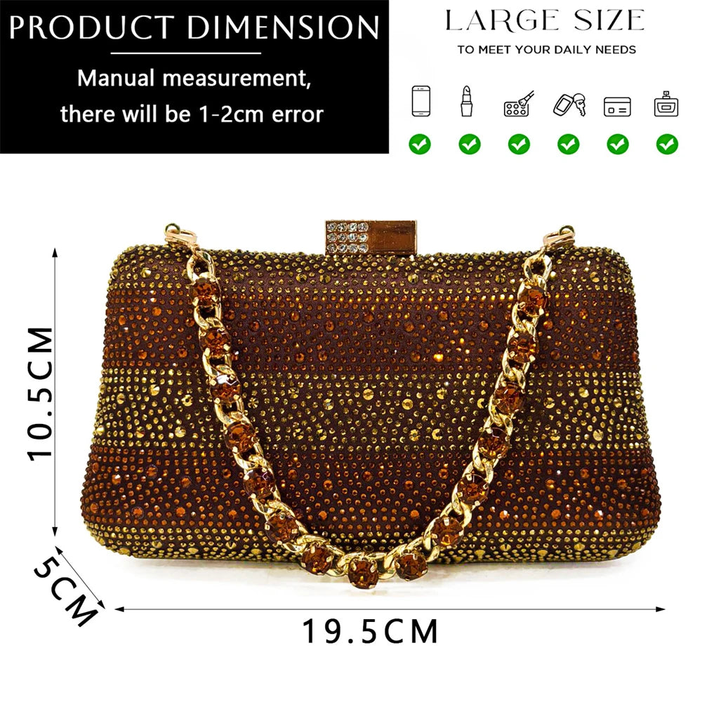 Venus Chan- Elegant High Heels Shoes and Bag Set for Women Pointed Toe Black Color Hollow Rhinestones Matching Bag INS 2024