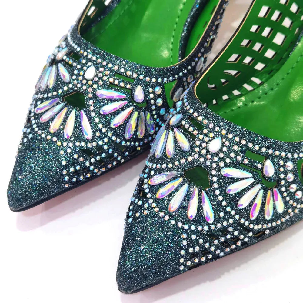 2024 Black Color Newest INS Style Elegant Party High Heels Nigeria Popular Design African Ladies Shoes And Bag Set