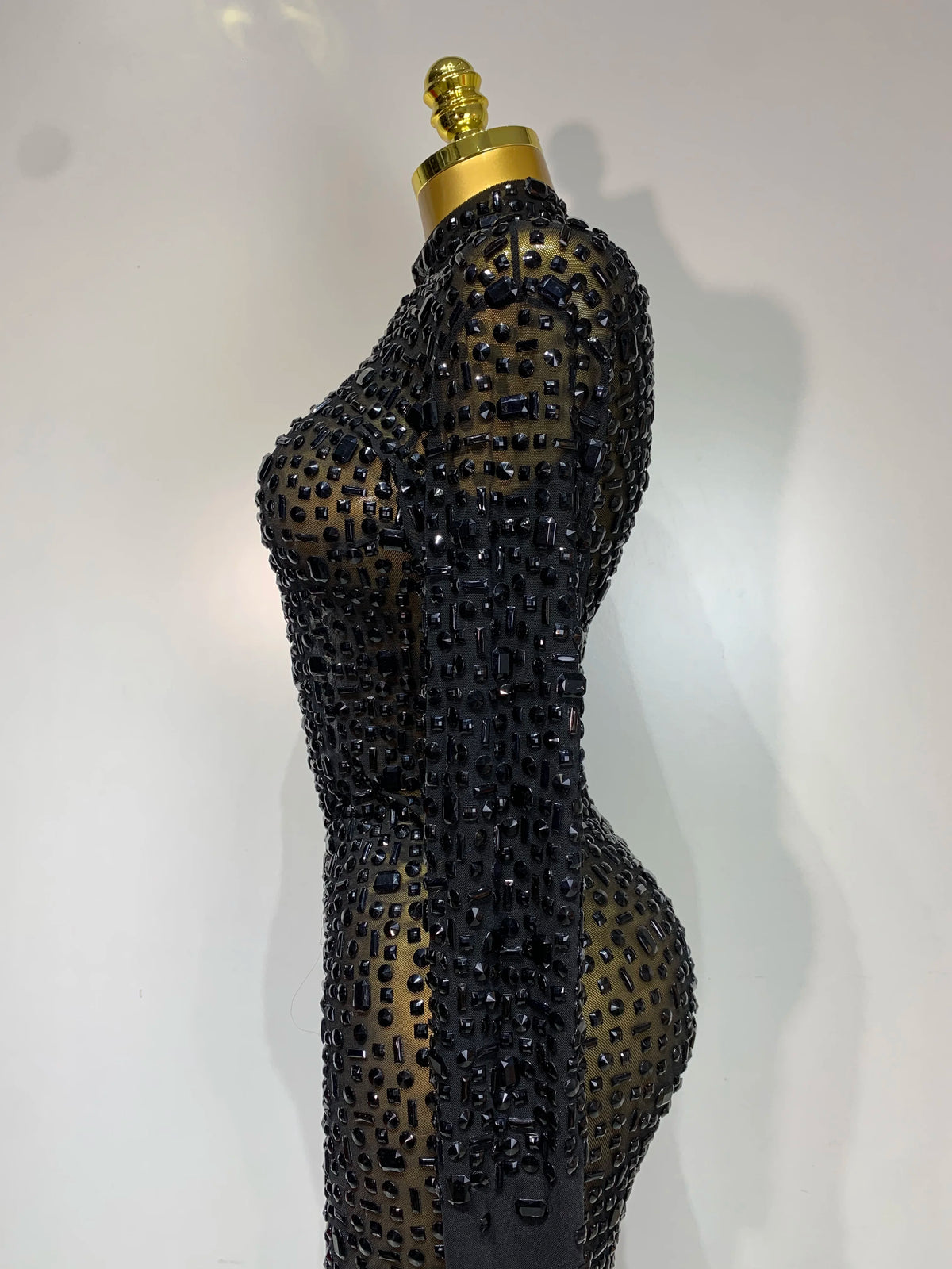 Sparkly Luxury Rhinstones Long Sleeve Elegant Party Dress Women 2025 Performance Stage Outfit Evening Birthday Prom Gown