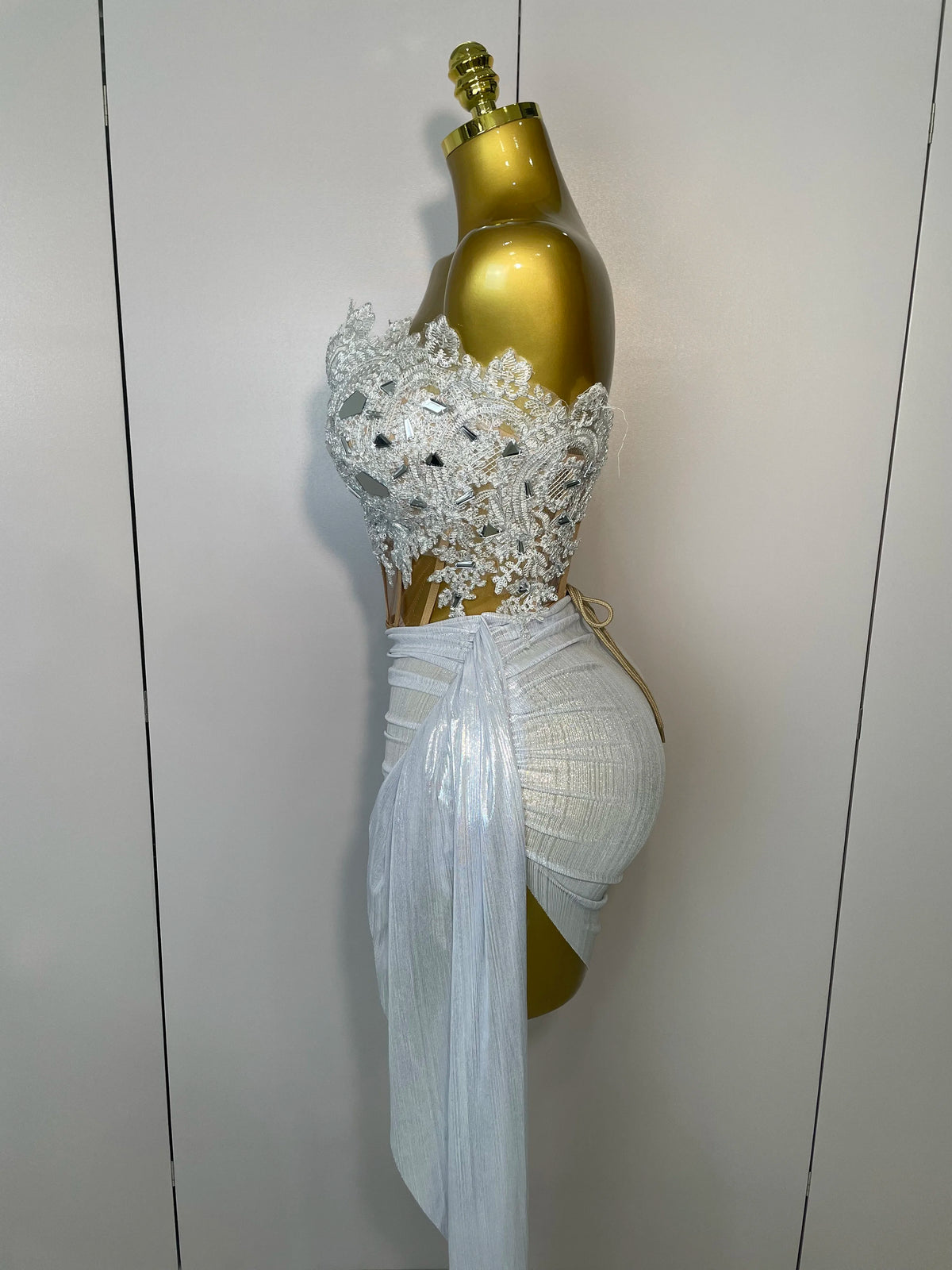 Sparkly Silver Sequins Sexy Strapless Short Dress 2Pcs Set Newest 2025 Women Party Birthday Nightclub Singer Dancer Stage Wear