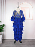 African Party Dresses for Women Plus Size Elegant Turkey Muslim Maxi Dress Dashiki Ankara Sequin Wedding Evening Gown 2025