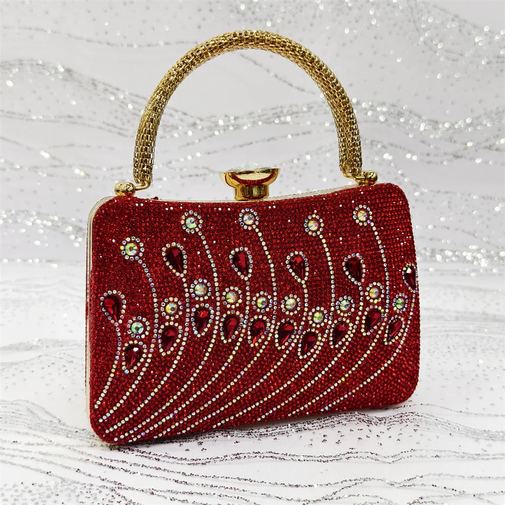 Elegant Italian Rhinestone Pointed-Toe High Heel Shoes with Matching Handbag Set - Stylish & Comfortable Women's Footwear