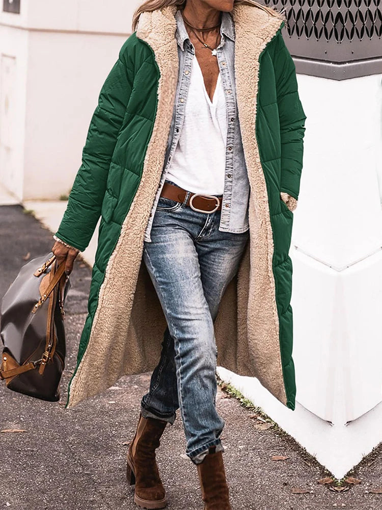 plus size Fashion Casual Women's Winter Warm Coat Jacket Women's Fleece Jacket Wool Long Hooded Outerwear