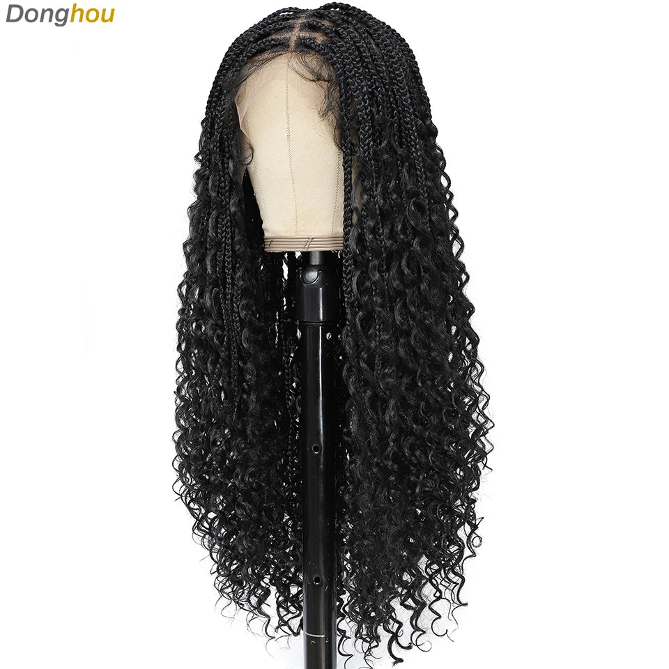 Ombre Boho Knotless Braided Wigs for Black Women 1B T30 Colors Bohemian Box Braids Wigs Perruques Tresses Africaines Naturelles