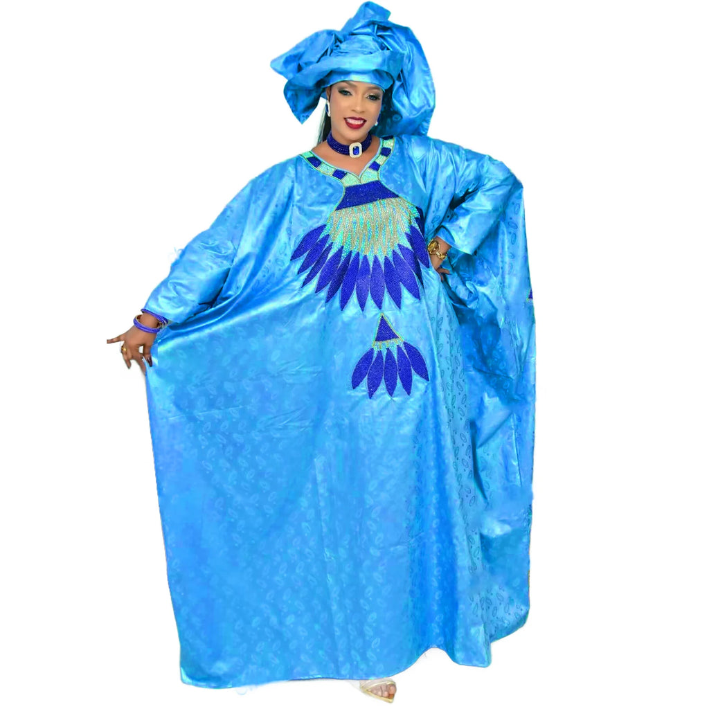 African Dresses For Women Luxury Boubou Material Rich Embroidery Design