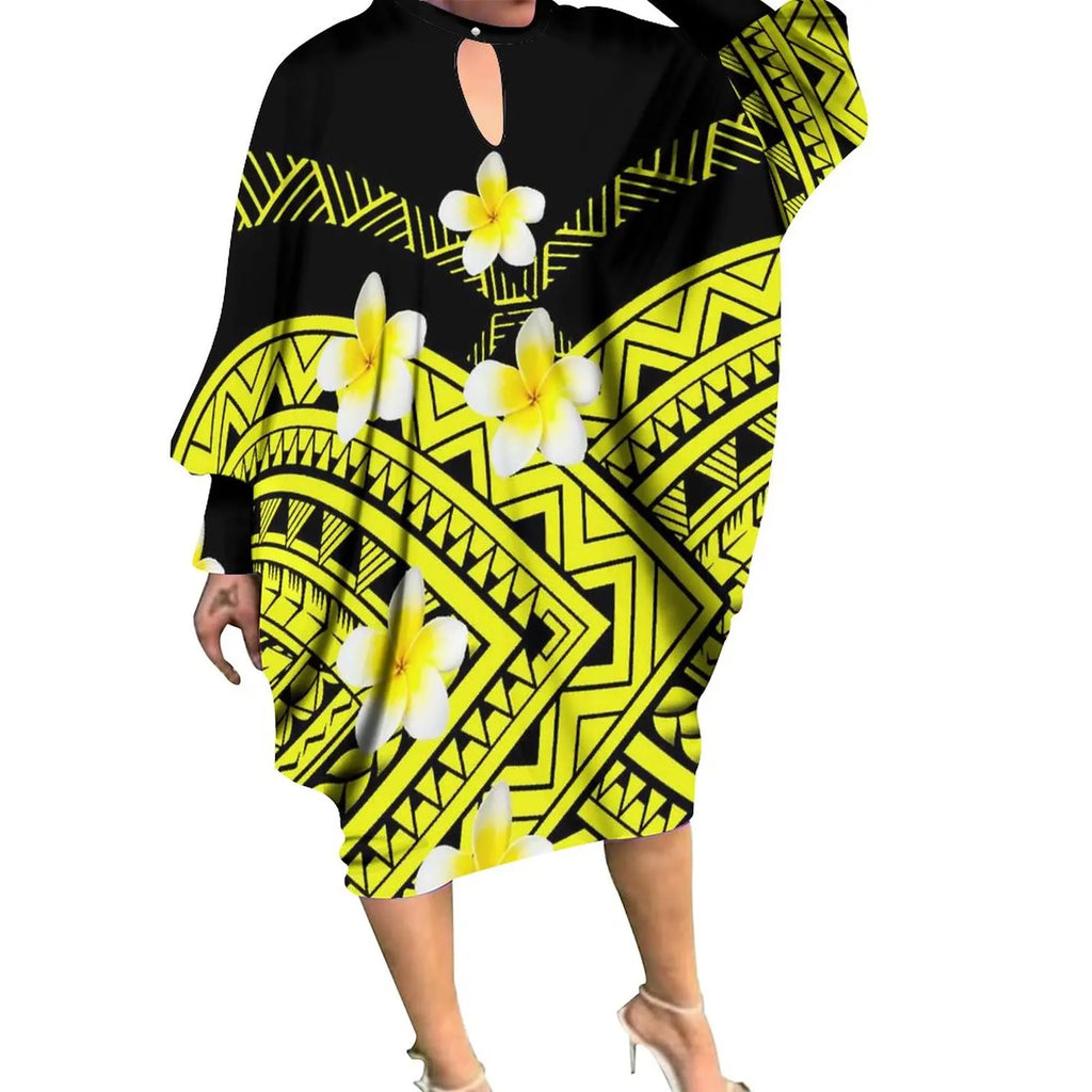 New Arrivals Polynesian Women Clothing Pacific Island Batwing Sleeve Casual Dresses Custom O Neck Samoan Dress