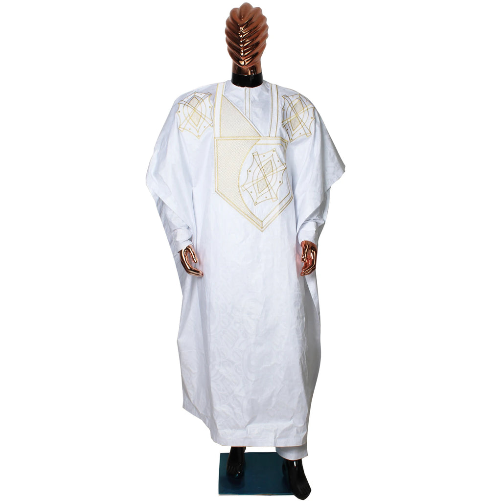 African Clothing For Men Traditional Bazin Riche Embroidery Design Top Long Sleeve 3 Piece Set