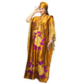 African Inspired Long Black Dress with Gold Embroidery Elegant Polycaftan for Weddings & Cultural Events