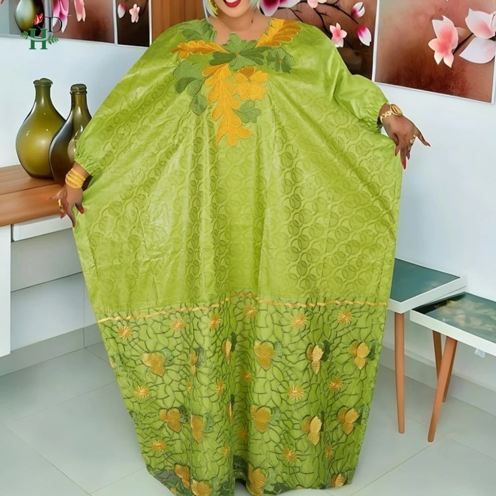 H&D 2026 African dresses for woman Plus Size Kaftan Dress Embroidery Bazin Riche Wedding Party Djellaba Church Gown Turkey Dress