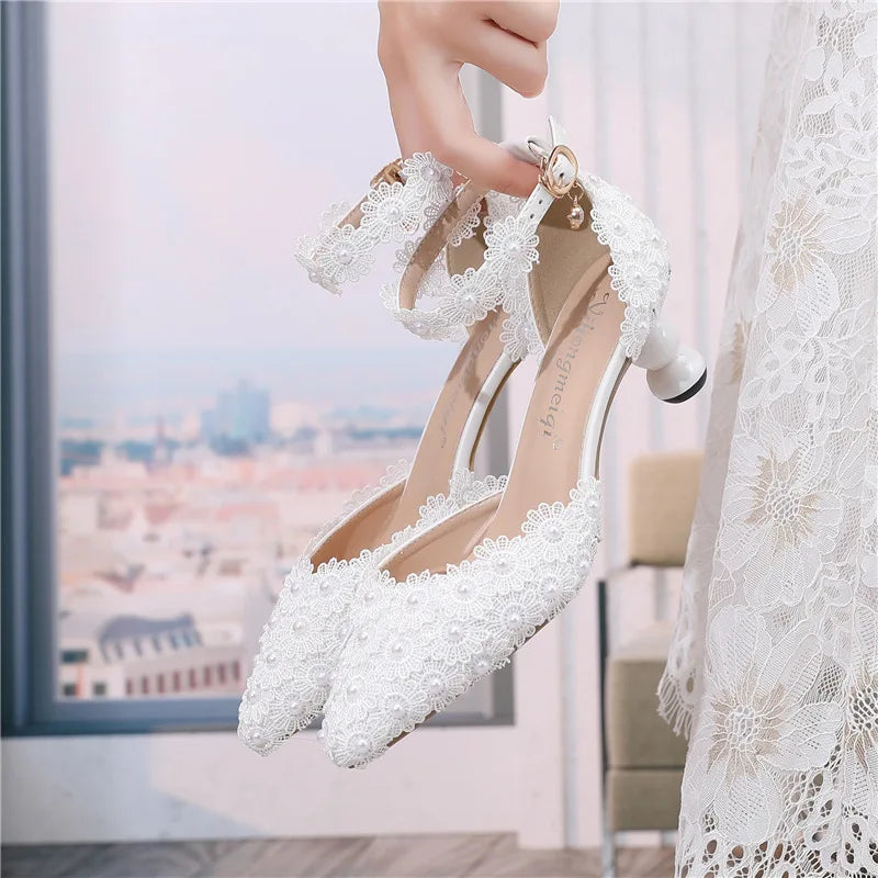 New 5cm Rhinestone shoes buckle round heel blue pointed Crystal Wedding sandals social dance Prom shoes Latin  shoes size 35-43