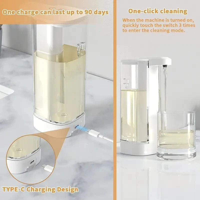 500ML Touchless Transparent Bottle IPX5 Waterproof USB Rechargeable New Electric Infrared Automatic Sensor Liquid Soap Dispenser