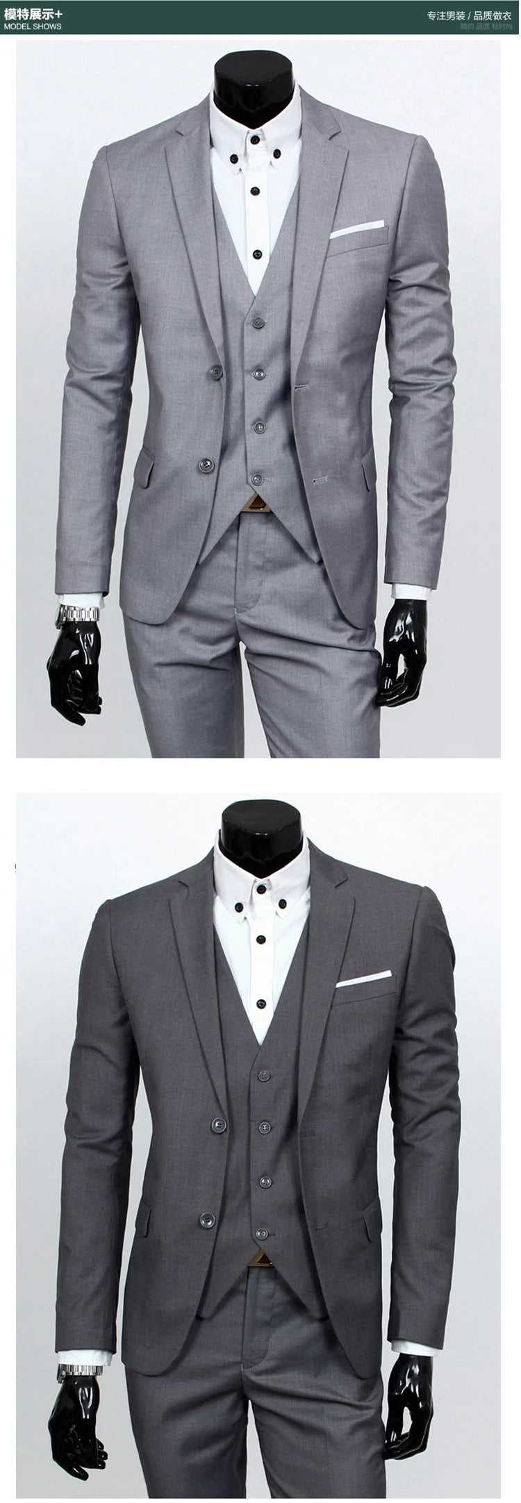 Groom Suit Men Three Piece Set British Style Slim Fit Wedding Suit Business Casual Summer