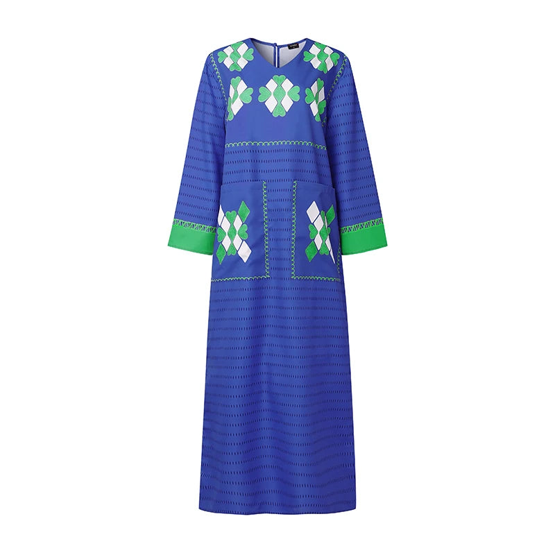 VONDA Plus Size 5XL Bohemian Women Long Sleeve Maxi Dresses 2026 Autumn V-Neck Casual Loose Print Party Vestidos Vintage Robe
