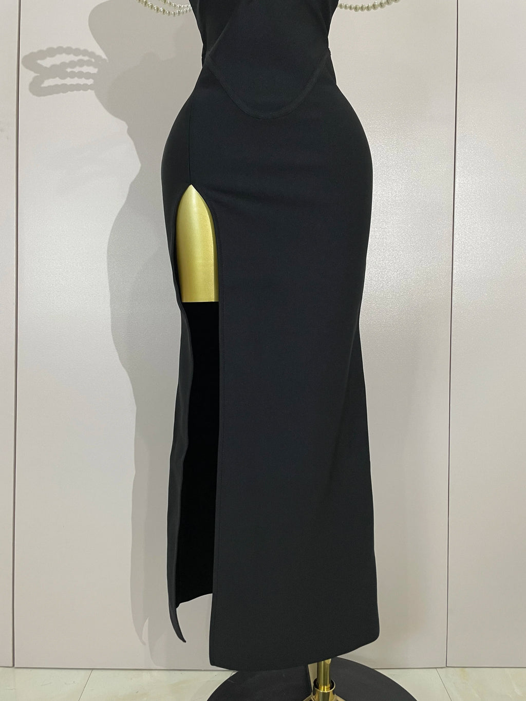 Luxury Designer Pearls V Neck Maxi Long Bandage Bodycon Dress Women Celebrity Evening Party Birthday Gowns Singer Stage Costumes