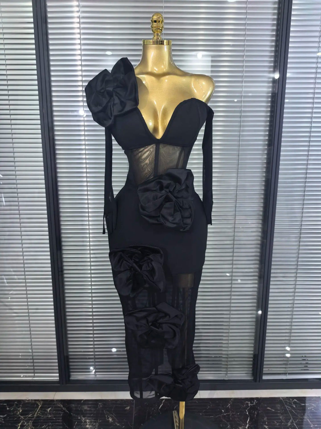 High Quality Women Sexy Off the Shoulder Florals Bodycon Bandage Mid-calf Dress Evening Party Celebrate Fashion Birthday Outfit
