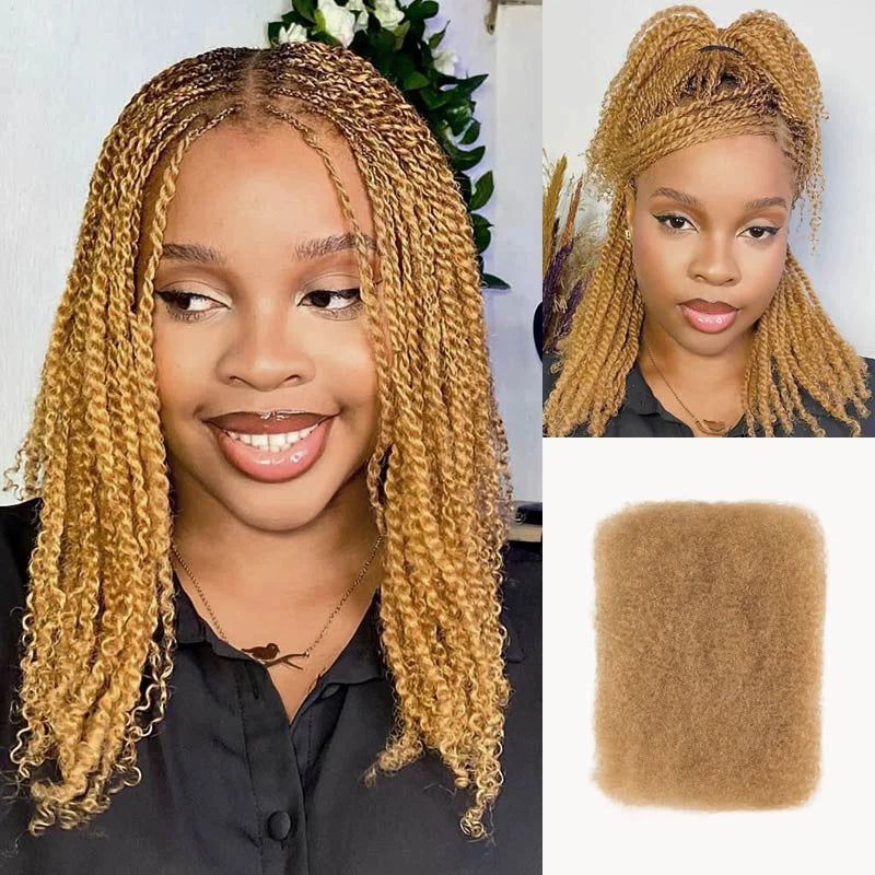 Afro Kinky Bulk QVR Human Hair For Mini Twist Braiding Loc Extensions & Crochet afro Kinky Curly bulk Hair For Dreadlocks 50g
