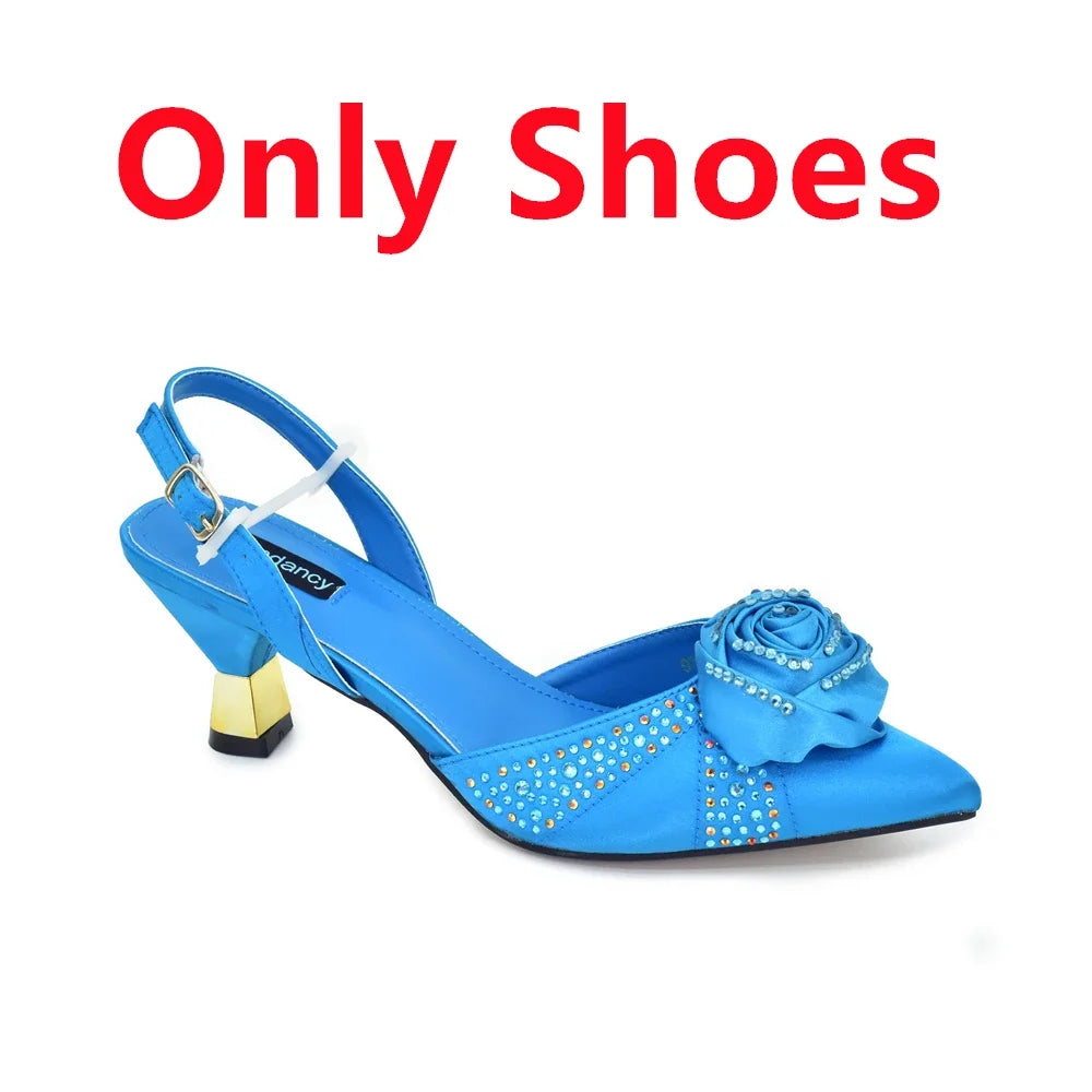 New Design Shoe and Bag Set for Party in Women Nigerian African Shoe and Bags Set for Wedding Luxury Elegant Women Party Pumps