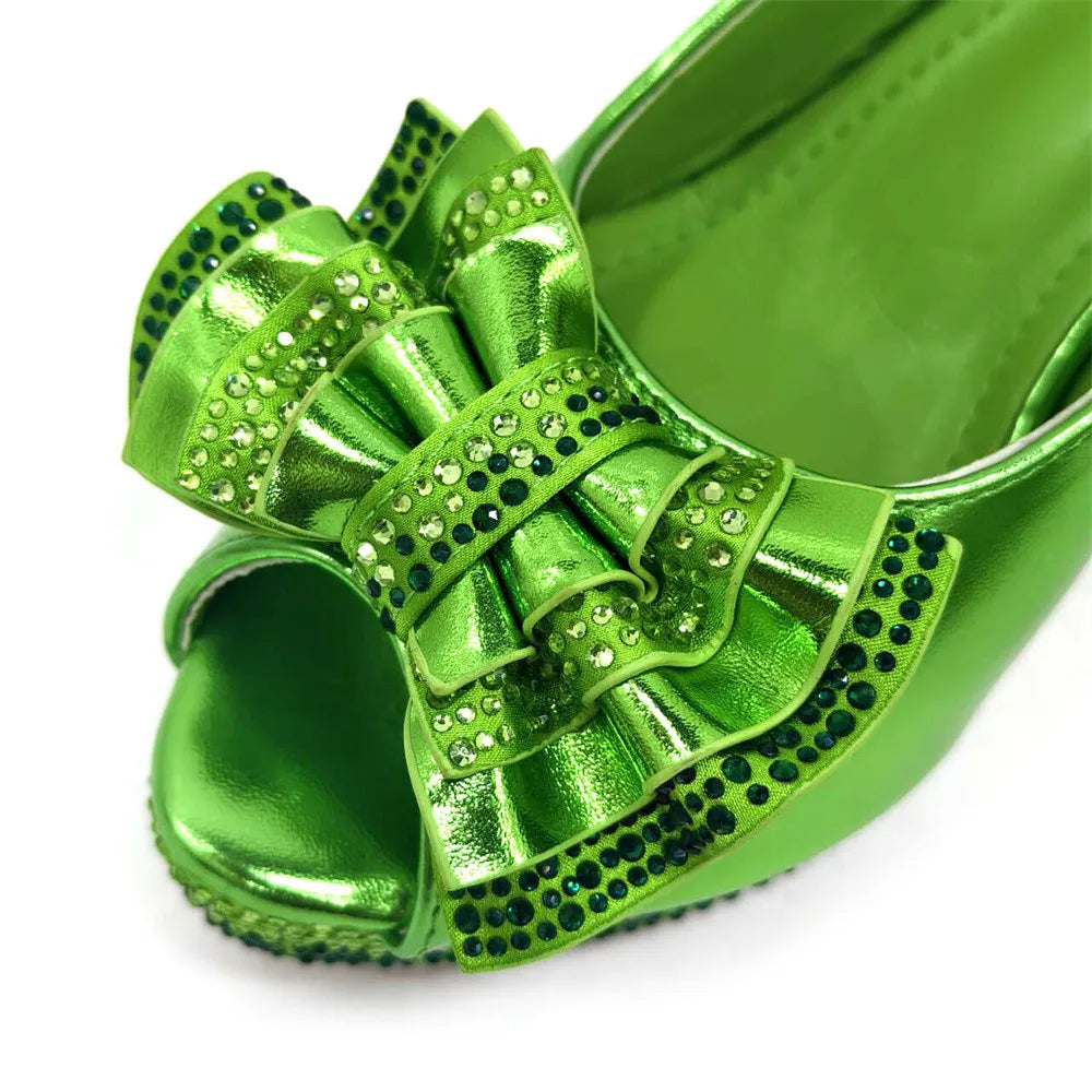 Hot Selling Satin Handmade Flowers Shoes And Bag African Women's Banquet Pointed Toe Heels Matching Shoes And Bag Wedding Party