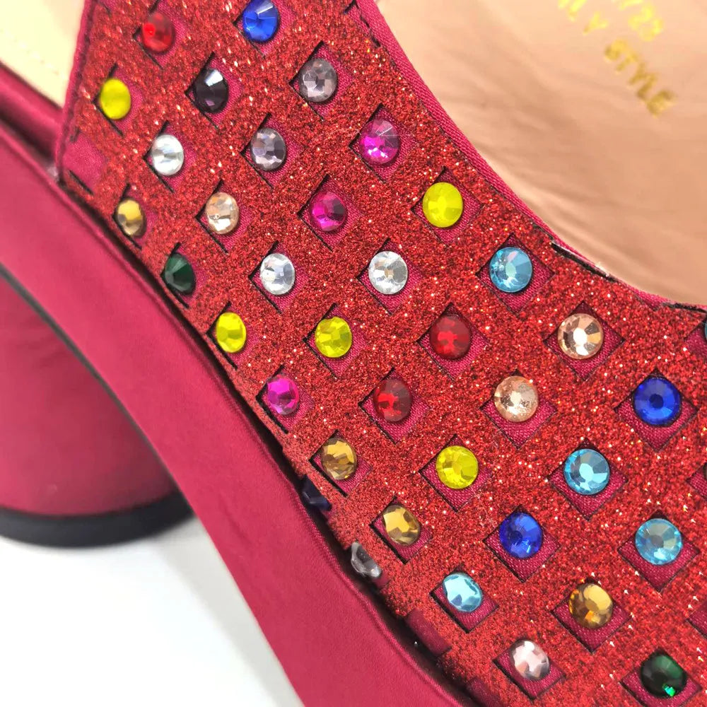 2024 Gold Party Shoe and Bag for Wedding Italy Style Matching Shoes and Purse Set for Bride Bridal High Heels Sandals Bag