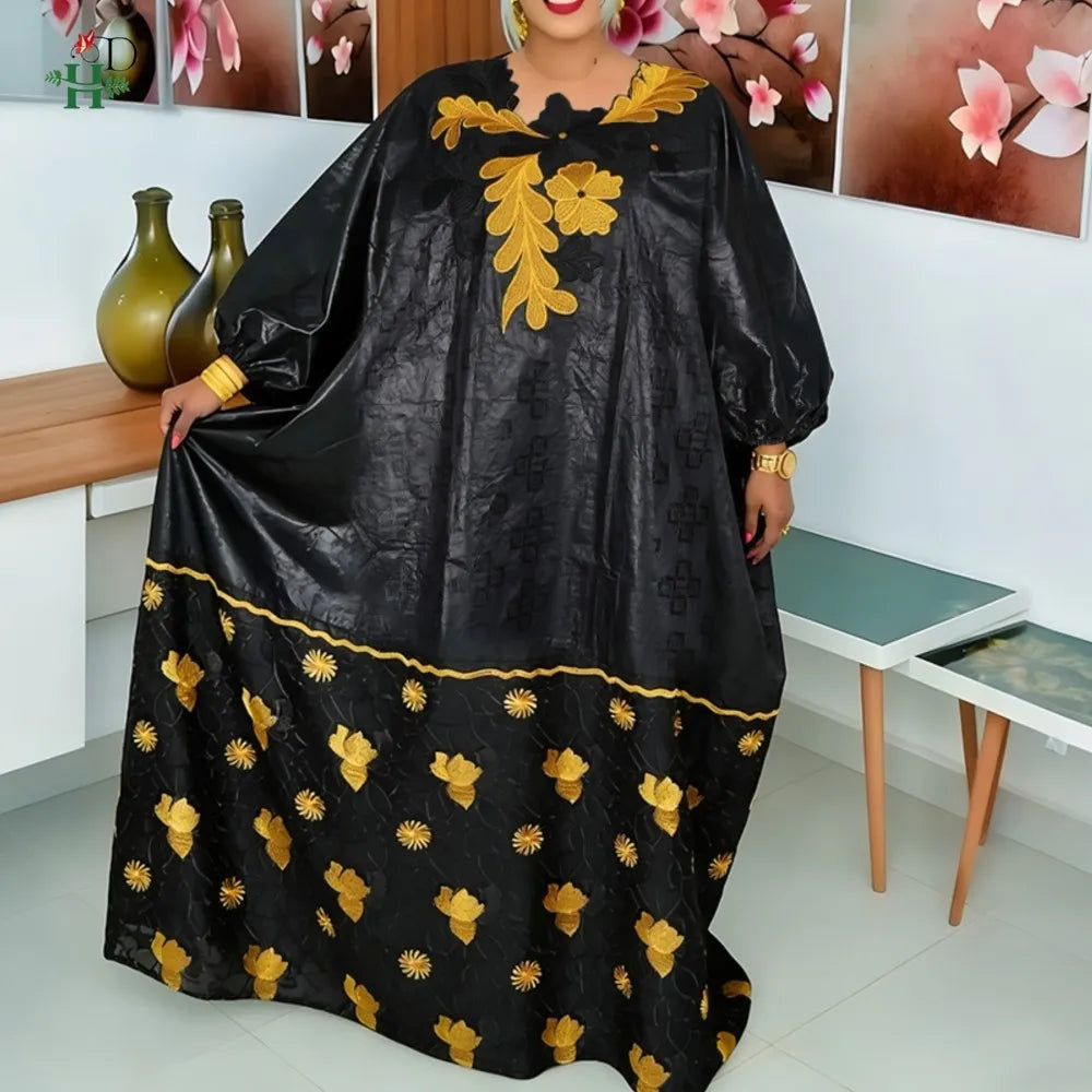 H&D 2026 African dresses for woman Plus Size Kaftan Dress Embroidery Bazin Riche Wedding Party Djellaba Church Gown Turkey Dress