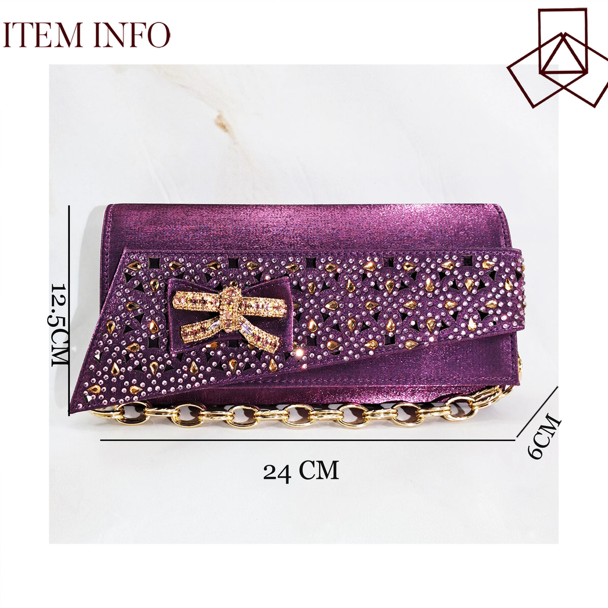 Queena Yan Party Wedding Purple Openwork detailing Stylish Peep Toe Design High Heels and Bag Set Decorated With Rhinestone