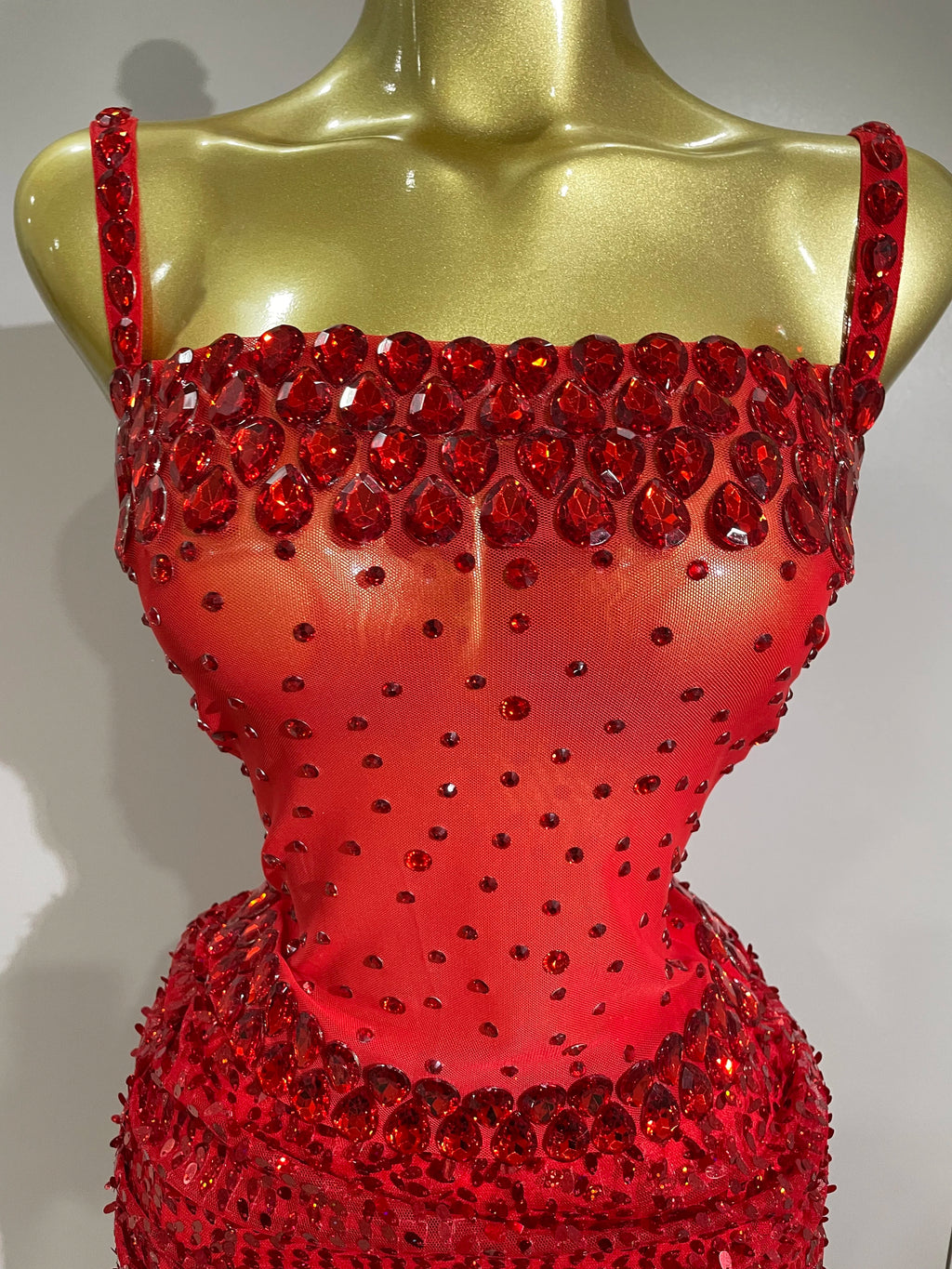 Sparkly Red Rhinestones Sequins Sexy See Through 2PCS Long Dress 2025Women Celebrate Evening Birthday Party Dress Stage Costumes