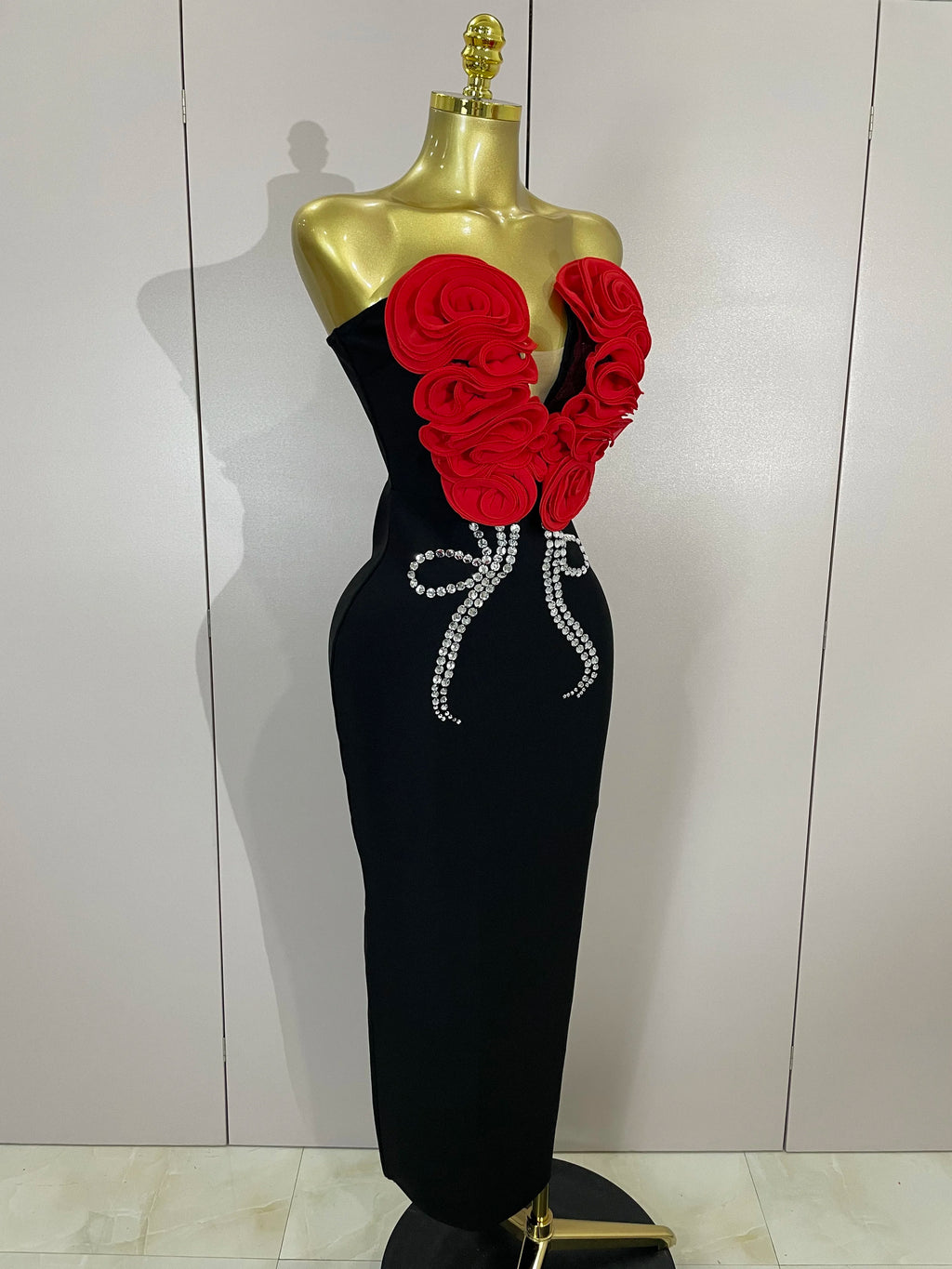 Sexy Off Shoulder Flower Diamonds Long Bodycon Bandage Dress Women Celebrate Evening Birthday Party Dress Wedding Guest Gown