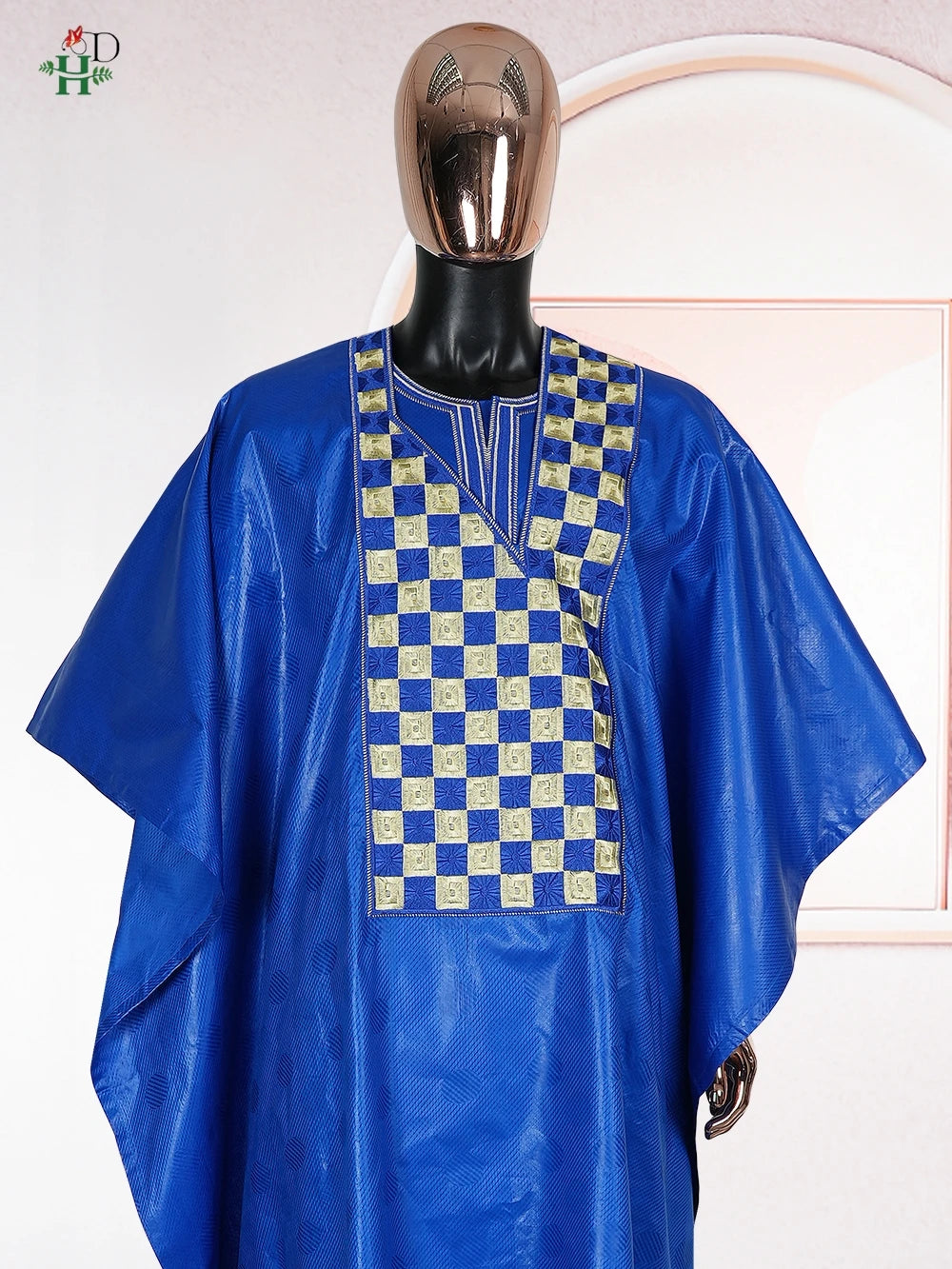 H&D African Clothing For Man Traditional Agbada Sets 3PCS Blue Bazin Riche Shirt Pant Embroidery Wedding Party Suits Plus Size
