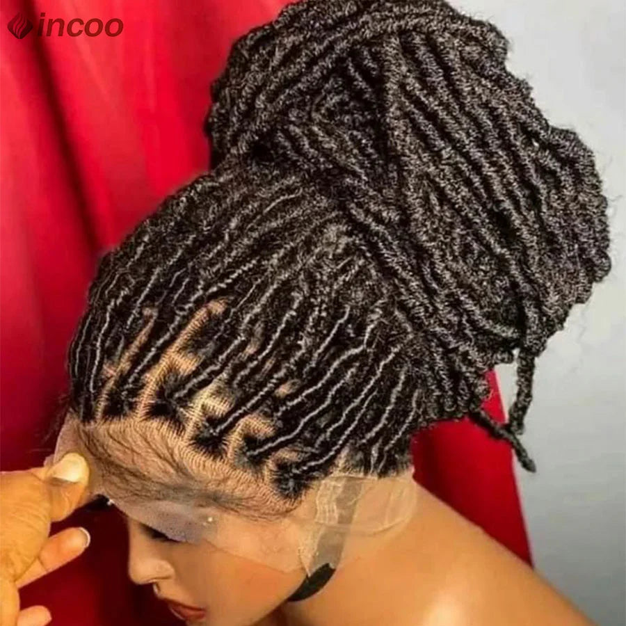 Locs Goddess Full Lace Synthetic Braided Wig 40'' Soft Butterfly Crochet Hair Wig Pre Looped Afro Box Braids Wig For Black Women