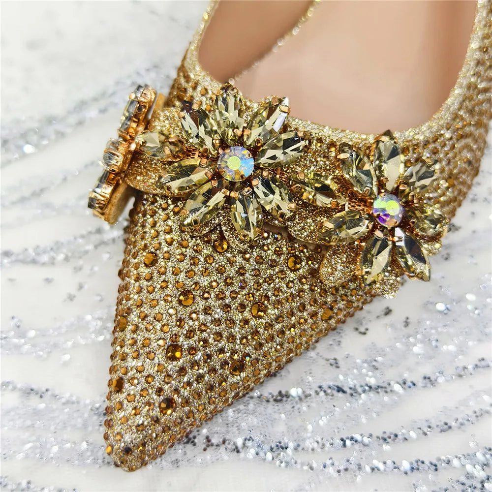 Latest Design Shoes for Women 2025 Designer Luxury Wedding Shoes Bride Party Pumps Decorated with Rhinestone Ladies Sandals