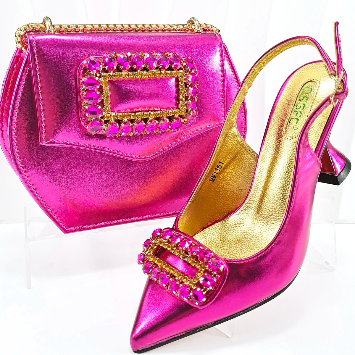 doershow Italian Shoes And Bag Sets For Evening Party With Stones Italian Leather Handbags Match Bags! SAA1-17