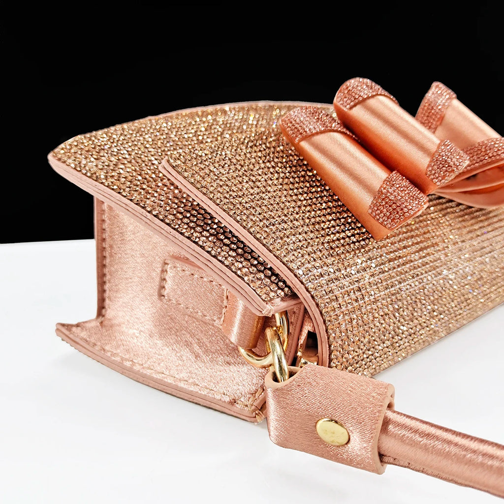 Queena Yan Italian Design High Quality Elegant Butter-fly Design Decoration Peach Color Party Wedding Women Shoes and Bag