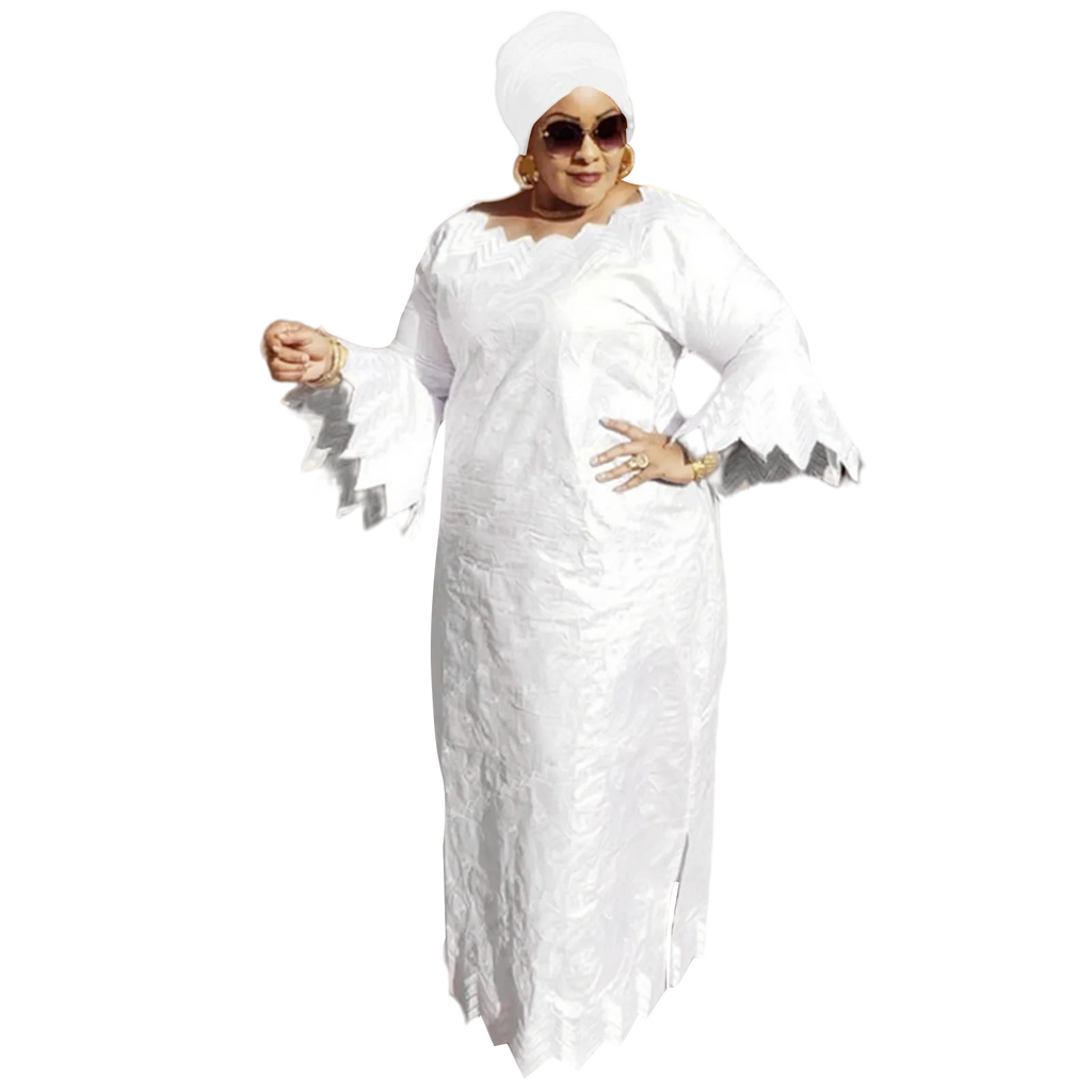 African Attire For Women Bazin Riche Embroidery Plus Size Elegant Party Church Dress
