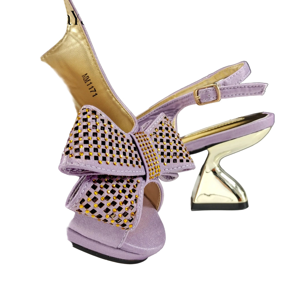 Elegant Women High Heels for Peep Toe Good Material Rhinestone Wine Sandals Italian Design Shoes and Bags Matching