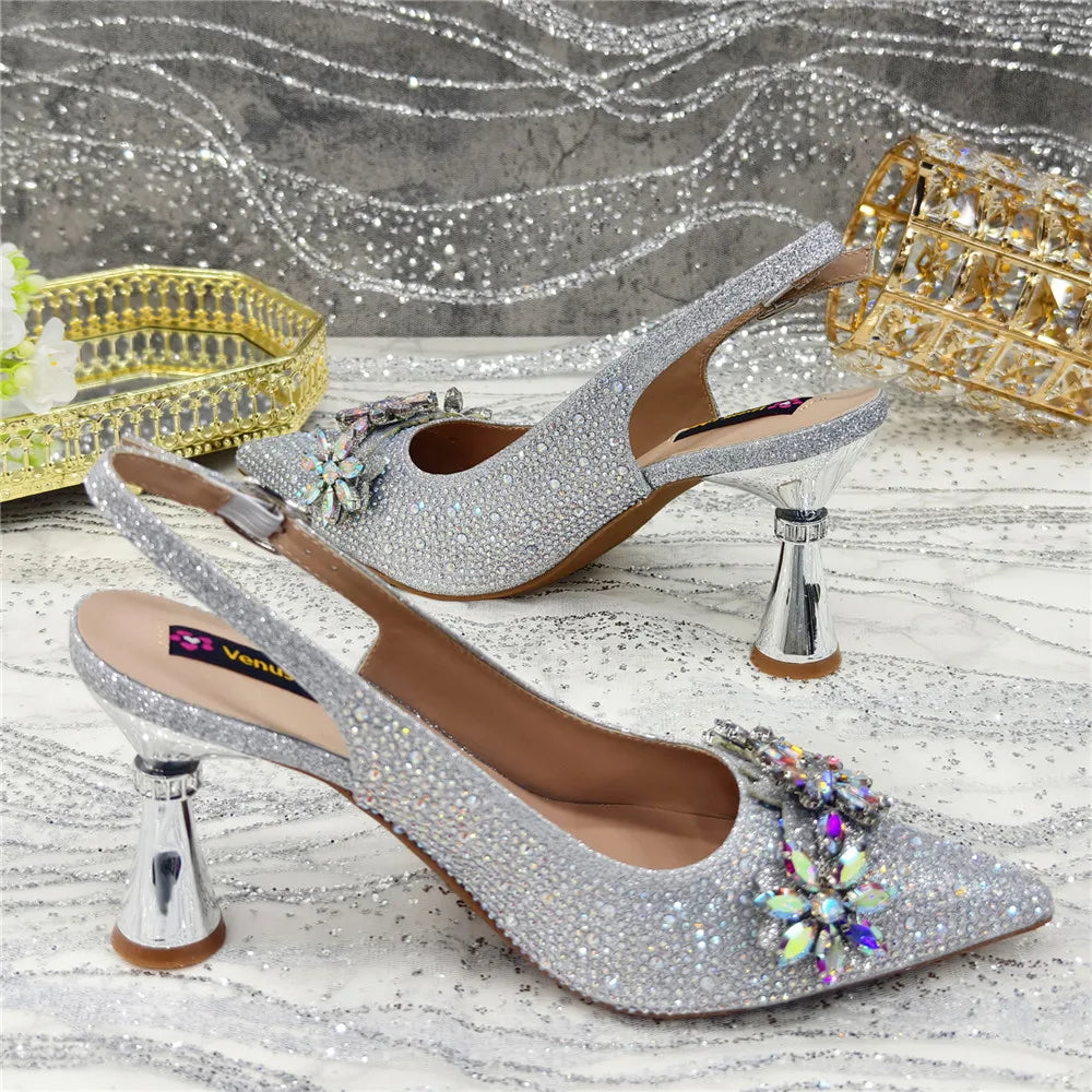 Latest Design Shoes for Women 2025 Designer Luxury Wedding Shoes Bride Party Pumps Decorated with Rhinestone Ladies Sandals