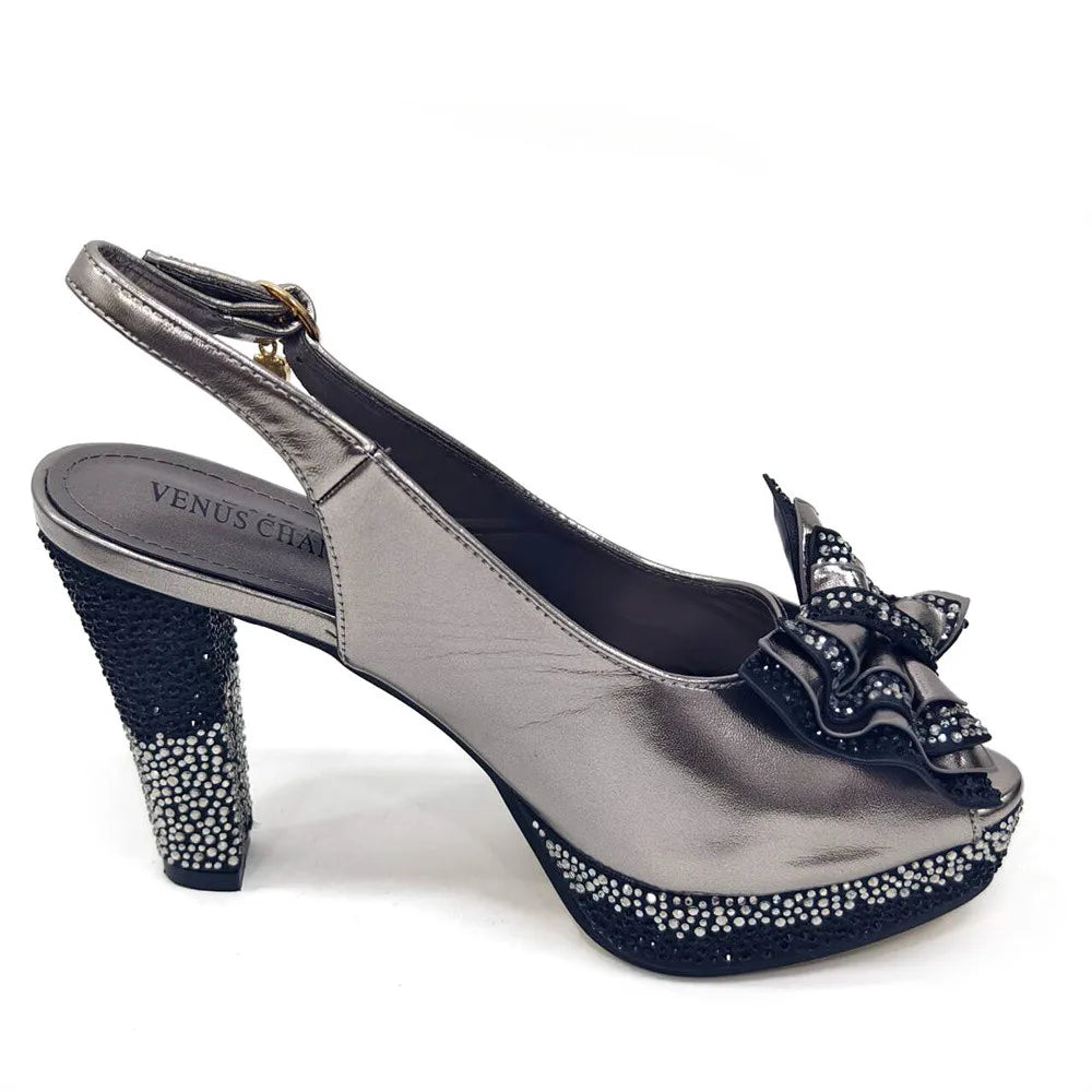 Hot Selling Satin Handmade Flowers Shoes And Bag African Women's Banquet Pointed Toe Heels Matching Shoes And Bag Wedding Party