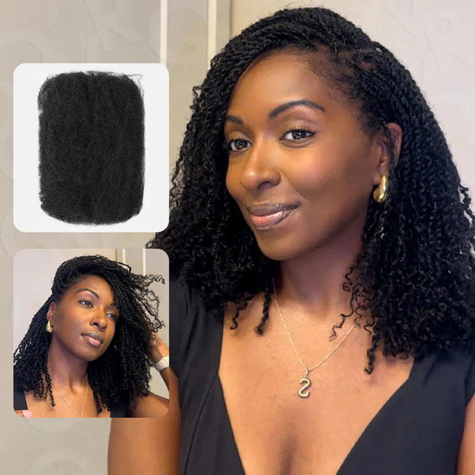 Best 100% Afro Kinky Bulk Hair Virgin Remy Human Hair  No Attachment for Braiding Mini Twist Dreadlock BraidsTop Quality