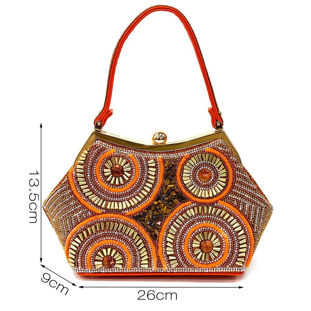 2025 Fashion Newest Arrival Orange Pointed Toe Women Sandals Shoes Matching Bag Set for Ladies Wedding Party Pump