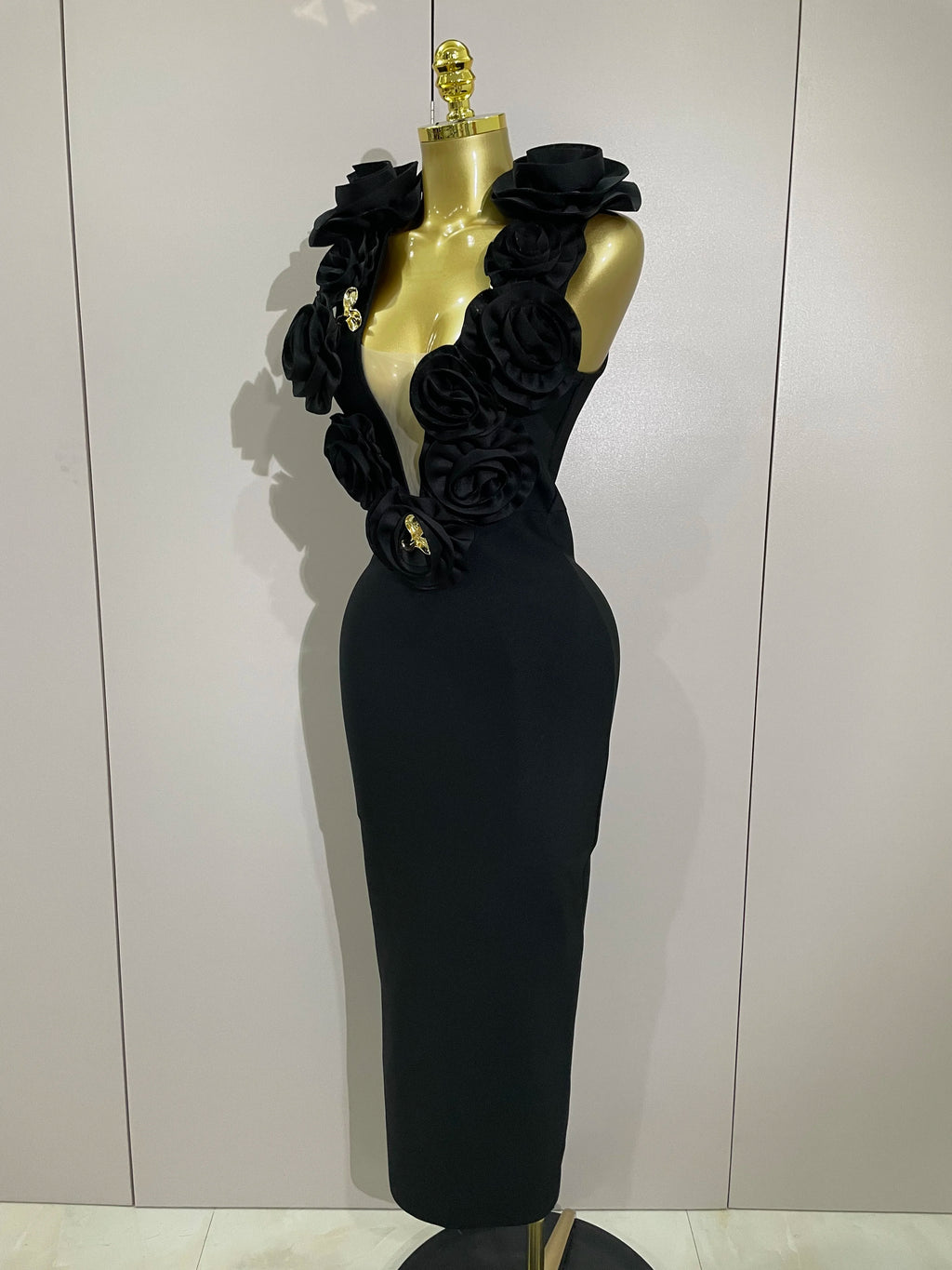 2025 Sexy Fashion Black 3D Flower Sleeveless Bodycon Long Bandage Dress Women Celebrity Elegant Party Birthday Dress Vestidos