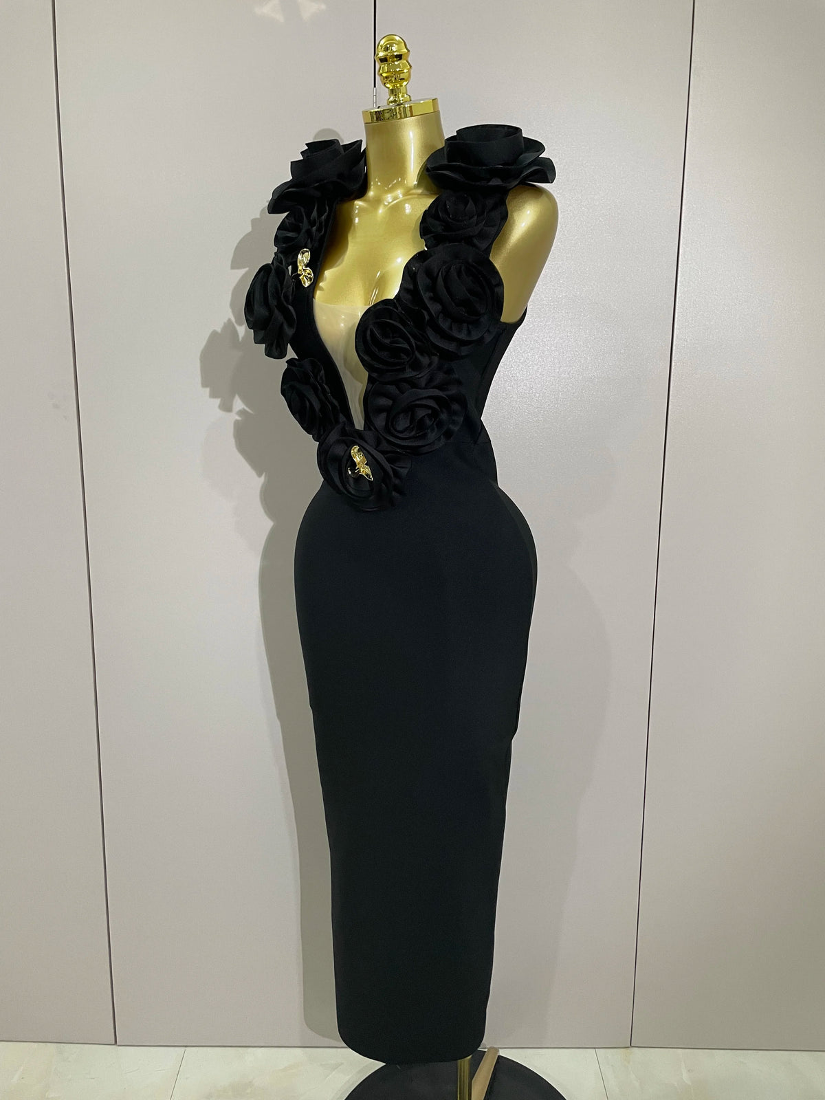 2025 Sexy Fashion Black 3D Flower Sleeveless Bodycon Long Bandage Dress Women Celebrity Elegant Party Birthday Dress Vestidos