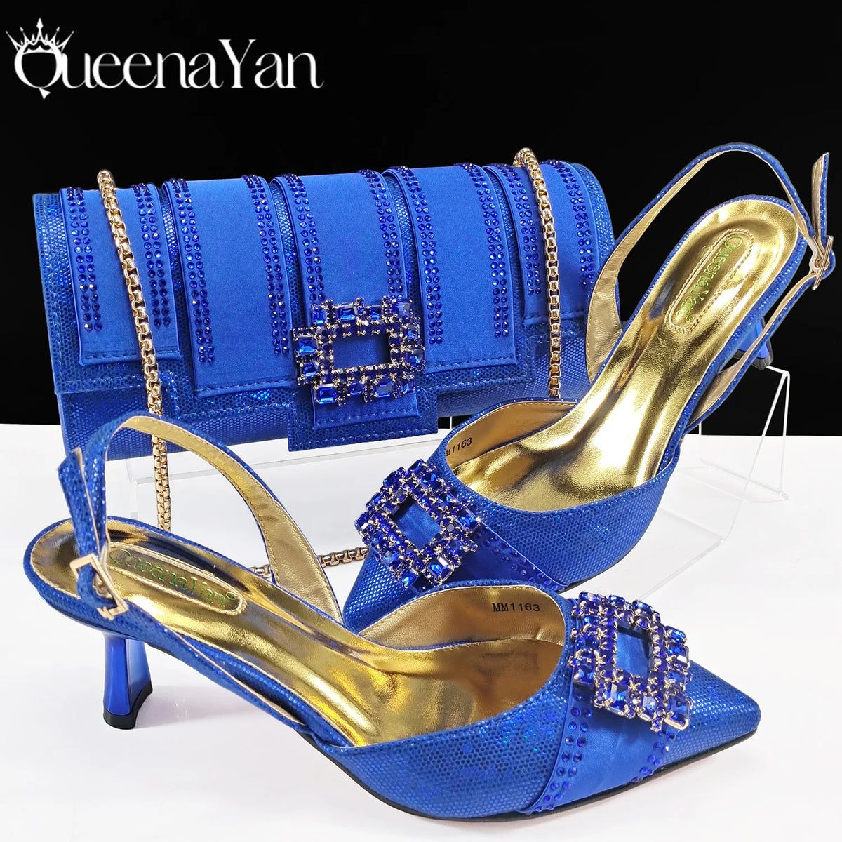 Italian Design Fashion Evening Shoes with Pointed Toe And Matching Clutch Bag Elegant Women's Footwear for Special Occasions