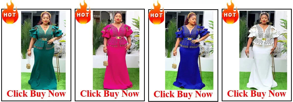 Customized Elegant African Dresses for Women Muslim Embroidery Boubou Robe Dashiki Africa Clothes Ankara Outfit Evening Gown wit