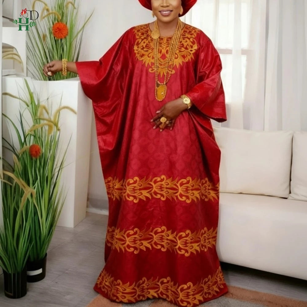 H&D 2026 African dresses for woman Embroidery Bazin Riche Kaftan Dress Wedding Party Djellaba Plus Size Muslim Gown Turkey Dress
