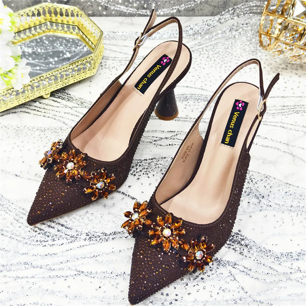 Latest Design Shoes for Women 2025 Designer Luxury Wedding Shoes Bride Party Pumps Decorated with Rhinestone Ladies Sandals