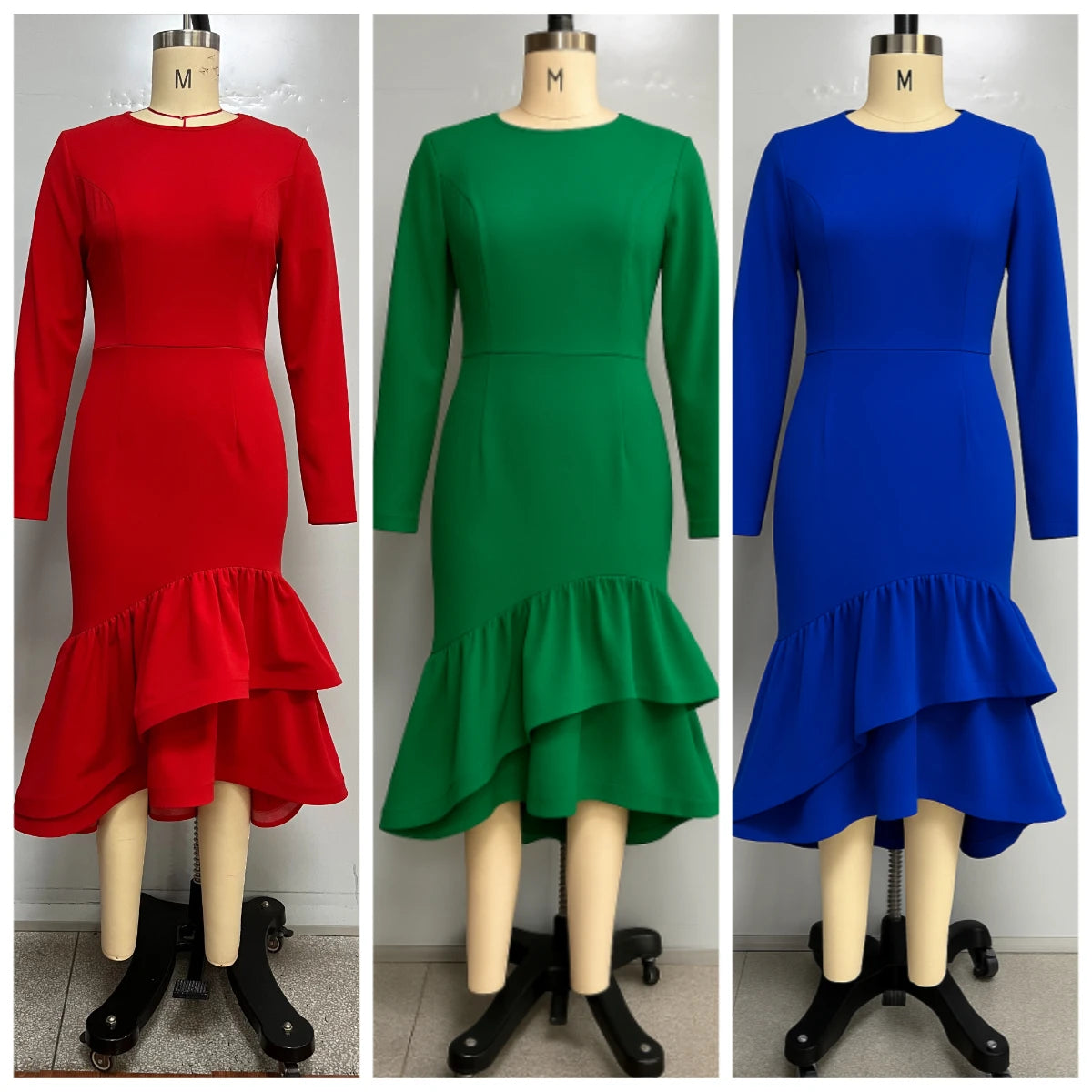 Elegant Church Dresses Long Sleeves Mermaid Ruffles for Women Office Ladies Work Business Party Fashion Autumn 2025 New African